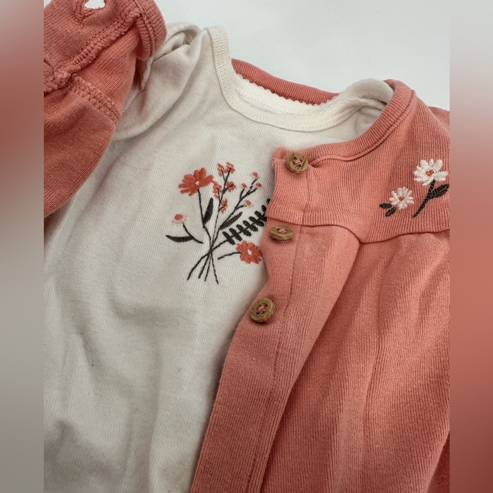 Baby Girl 3-6 Month Outfit Lot Flowers Spring Pink Purple Tahari Carters Infant - Picture 3 of 6